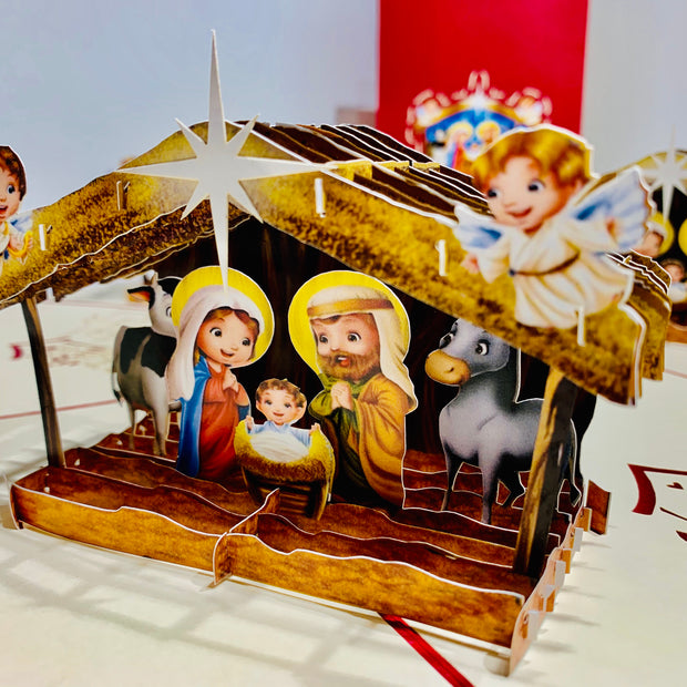 Super Cute Christmas Nativity Scripture Origami Pop Cards 3D Pop Up Greeting Card Merry Christmas Thank You Handmade Best Wishes Blank Card Gift Happy Holidays Celebrate the Special Day