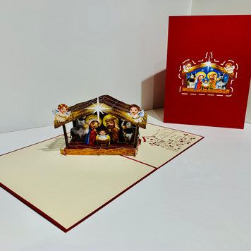 Super Cute Christmas Nativity Scripture Origami Pop Cards 3D Pop Up Greeting Card Merry Christmas Thank You Handmade Best Wishes Blank Card Gift Happy Holidays Celebrate the Special Day