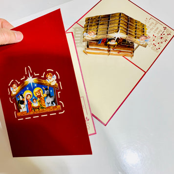 Super Cute Christmas Nativity Scripture Origami Pop Cards 3D Pop Up Greeting Card Merry Christmas Thank You Handmade Best Wishes Blank Card Gift Happy Holidays Celebrate the Special Day