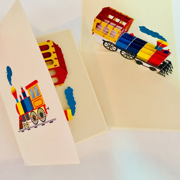 Super Cute Colourful Locomotive Train Origami Pop Cards 3D Pop Up Greeting Card Celebrate Happy Birthday Thank You Handmade Best Wishes Gift Thinking of You Blank Card for Any Occasion Happy Mother's Day Australiana