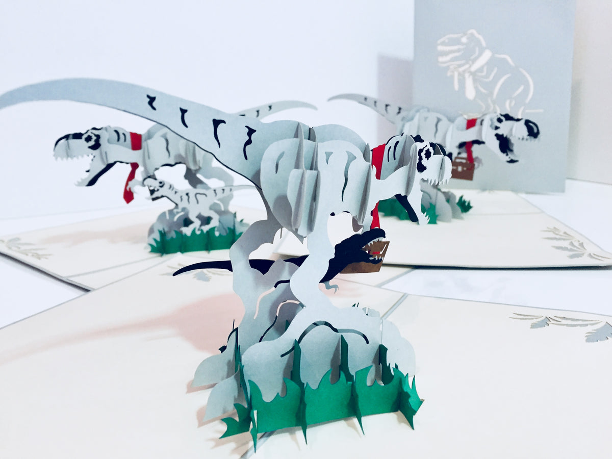 Super Cute Dad & Son Dinosaurs - Perfect for Dog Lovers Origami Pop Cards 3D Pop Up Greeting Card Happy Birthday Thank You Handmade Gift Thinking of You Blank Card for Any Occasion Happy Mother's Day Happy Father's Australiana Celebration