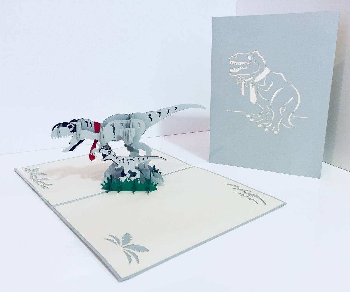 Super Cute Dad & Son Dinosaurs - Perfect for Dog Lovers Origami Pop Cards 3D Pop Up Greeting Card Happy Birthday Thank You Handmade Gift Thinking of You Blank Card for Any Occasion Happy Mother's Day Happy Father's Australiana Celebration