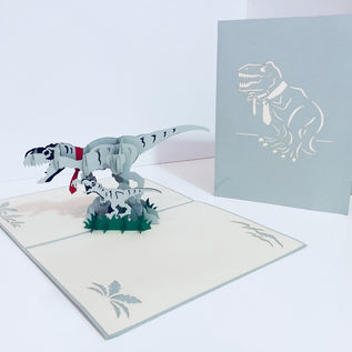 Super Cute Dad & Son Dinosaurs - Perfect for Dog Lovers Origami Pop Cards 3D Pop Up Greeting Card Happy Birthday Thank You Handmade Gift Thinking of You Blank Card for Any Occasion Happy Mother's Day Happy Father's Australiana Celebration