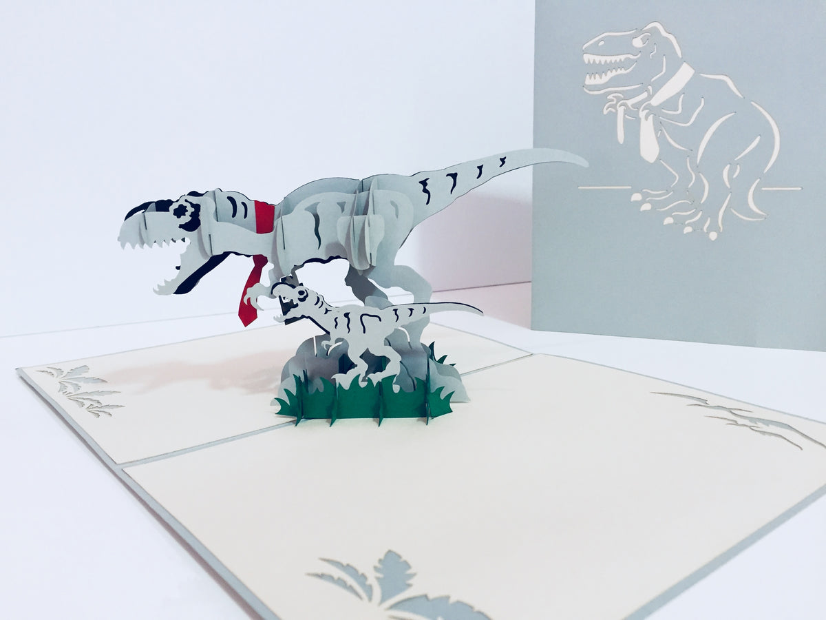 Super Cute Dad & Son Dinosaurs - Perfect for Dog Lovers Origami Pop Cards 3D Pop Up Greeting Card Happy Birthday Thank You Handmade Gift Thinking of You Blank Card for Any Occasion Happy Mother's Day Happy Father's Australiana Celebration