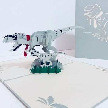 Super Cute Dad & Son Dinosaurs - Perfect for Dog Lovers Origami Pop Cards 3D Pop Up Greeting Card Happy Birthday Thank You Handmade Gift Thinking of You Blank Card for Any Occasion Happy Mother's Day Happy Father's Australiana Celebration
