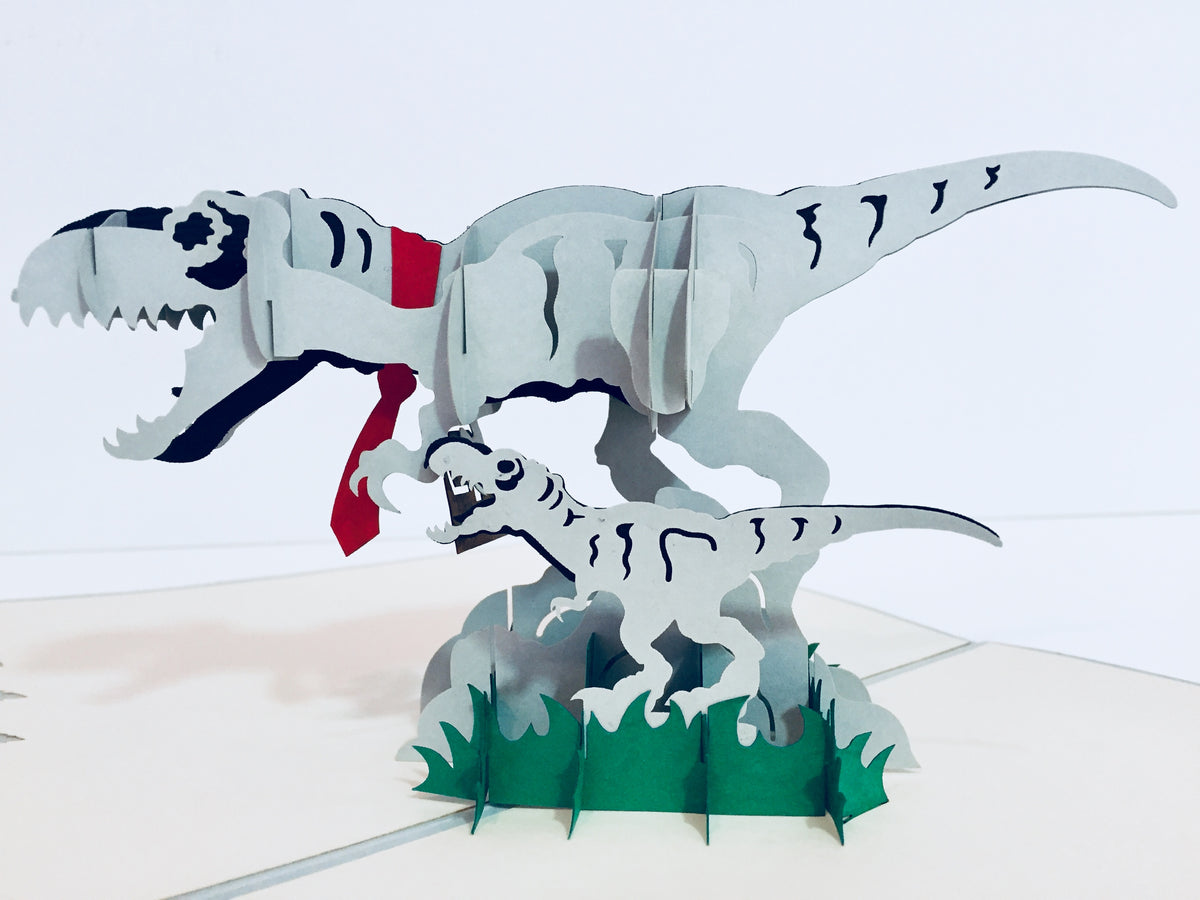 Super Cute Dad & Son Dinosaurs - Perfect for Dog Lovers Origami Pop Cards 3D Pop Up Greeting Card Happy Birthday Thank You Handmade Gift Thinking of You Blank Card for Any Occasion Happy Mother's Day Happy Father's Australiana Celebration