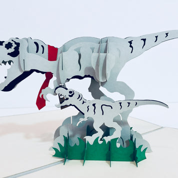 Super Cute Dad & Son Dinosaurs - Perfect for Dog Lovers Origami Pop Cards 3D Pop Up Greeting Card Happy Birthday Thank You Handmade Gift Thinking of You Blank Card for Any Occasion Happy Mother's Day Happy Father's Australiana Celebration