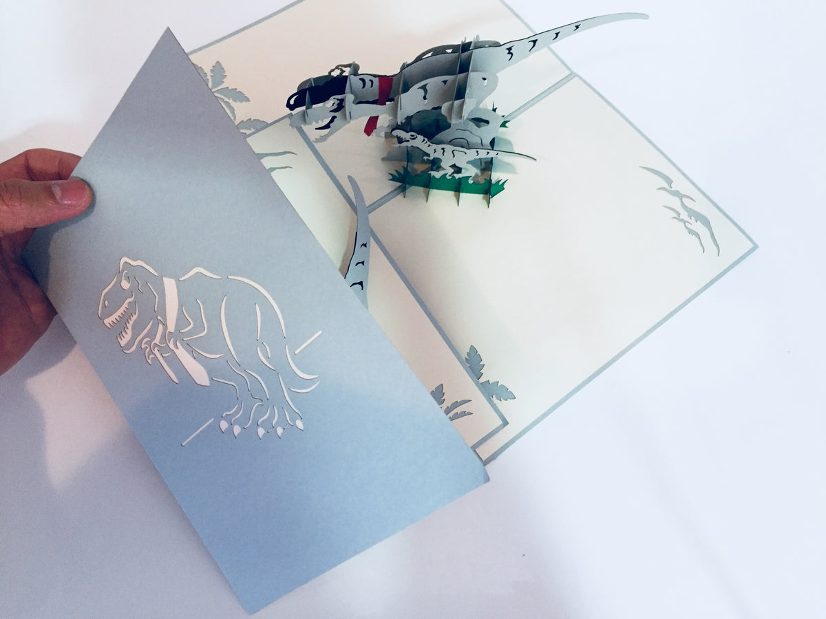 Super Cute Dad & Son Dinosaurs - Perfect for Dog Lovers Origami Pop Cards 3D Pop Up Greeting Card Happy Birthday Thank You Handmade Gift Thinking of You Blank Card for Any Occasion Happy Mother's Day Happy Father's Australiana Celebration