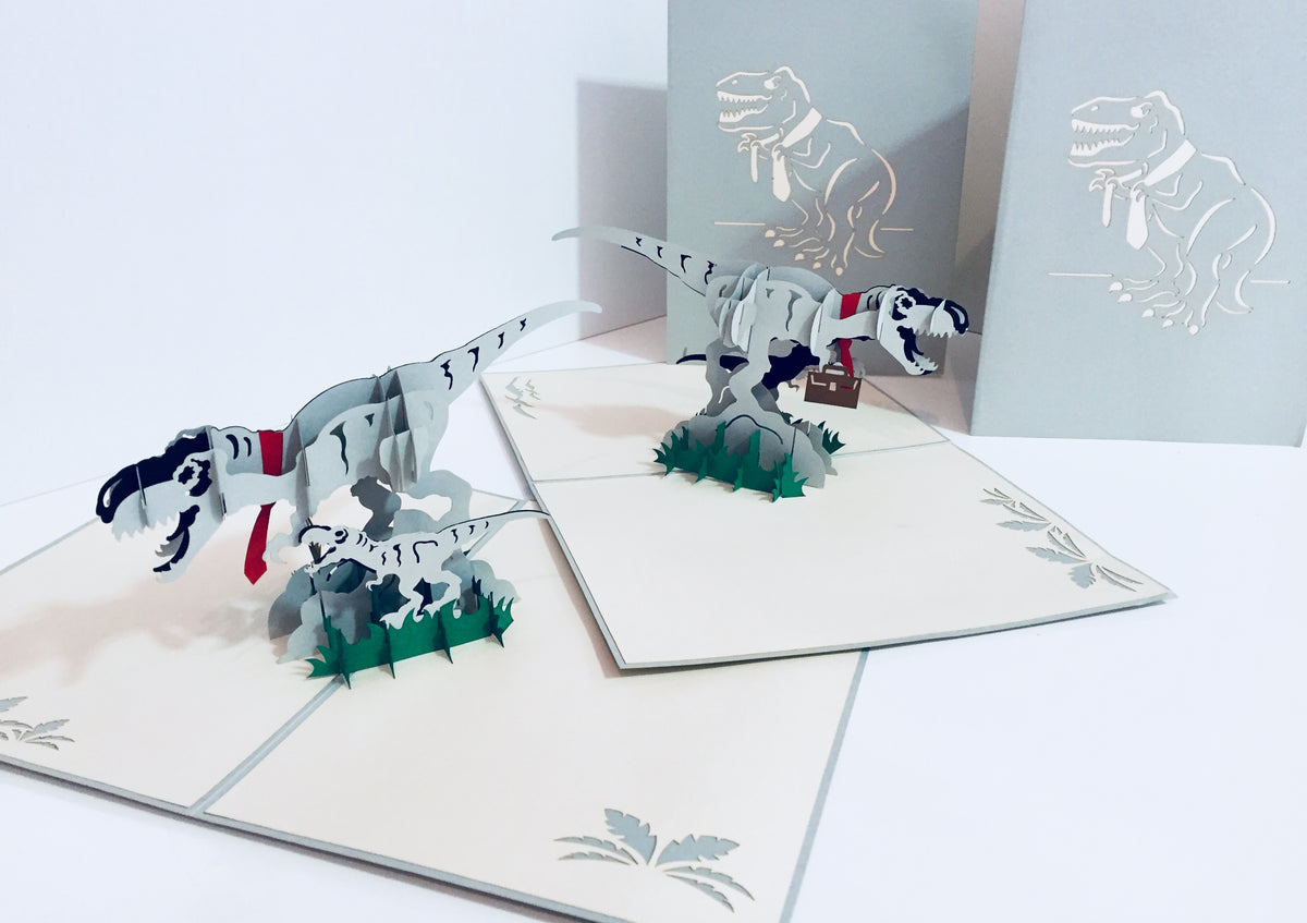 Super Cute Dad & Son Dinosaurs - Perfect for Dog Lovers Origami Pop Cards 3D Pop Up Greeting Card Happy Birthday Thank You Handmade Gift Thinking of You Blank Card for Any Occasion Happy Mother's Day Happy Father's Australiana Celebration