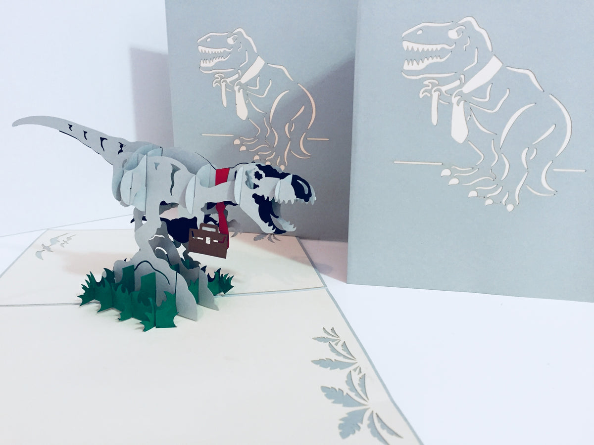 Super Cute Dad & Son Dinosaurs - Perfect for Dog Lovers Origami Pop Cards 3D Pop Up Greeting Card Happy Birthday Thank You Handmade Gift Thinking of You Blank Card for Any Occasion Happy Mother's Day Happy Father's Australiana Celebration