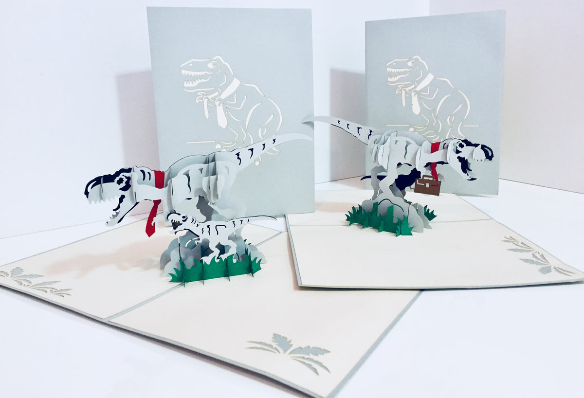 Super Cute Dad & Son Dinosaurs - Perfect for Dog Lovers Origami Pop Cards 3D Pop Up Greeting Card Happy Birthday Thank You Handmade Gift Thinking of You Blank Card for Any Occasion Happy Mother's Day Happy Father's Australiana Celebration