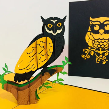 Super Cute Metallic Gold & Black Owl Origami Pop Cards 3D Pop Up Greeting Card Happy Birthday Thank You Handmade Gift Thinking of You Blank Card for Any Occasion Happy Mother's Day Happy Father's Australiana Birds