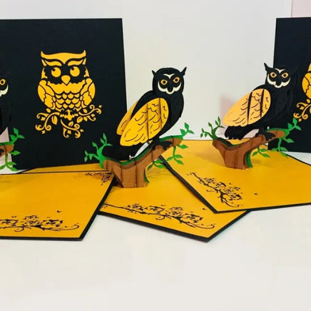 Super Cute Metallic Gold & Black Owl Origami Pop Cards 3D Pop Up Greeting Card Happy Birthday Thank You Handmade Gift Thinking of You Blank Card for Any Occasion Happy Mother's Day Happy Father's Australiana Birds