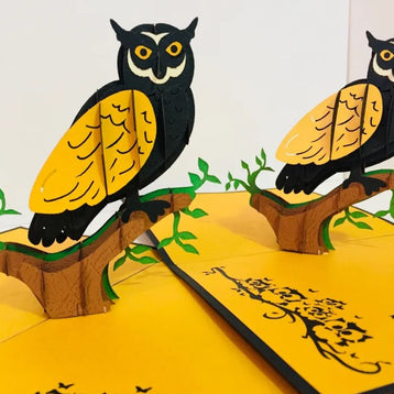Super Cute Metallic Gold & Black Owl Origami Pop Cards 3D Pop Up Greeting Card Happy Birthday Thank You Handmade Gift Thinking of You Blank Card for Any Occasion Happy Mother's Day Happy Father's Australiana Birds