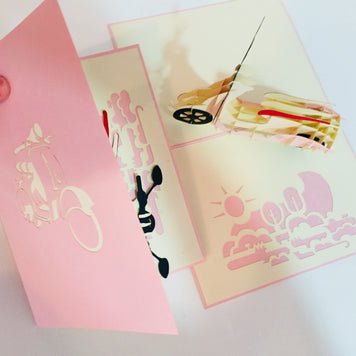 Super Cute Pink Scooter Motorcycle - Perfect for Happy Mother's Day Origami Pop Cards 3D Pop Up Greeting Card Celebrate Happy Birthday Thank You Handmade Best Wishes Gift Thinking of You Blank Card for Any Occasion Happy Valentine Day Australiana