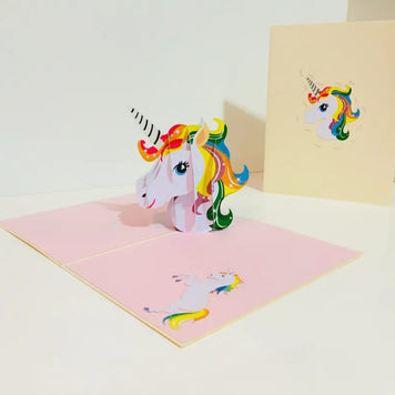 Super Cute Rainbow Unicorn Head Origami Pop Cards 3D Pop Up Greeting Card Happy Birthday Thank You Handmade Gift Thinking of You Blank Card for Any Occasion Happy Mother's Day Australiana Celebrate the Beauty of Animals Perfect Gift for Girl