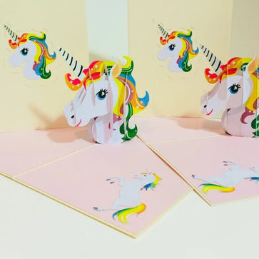 Super Cute Rainbow Unicorn Head Origami Pop Cards 3D Pop Up Greeting Card Happy Birthday Thank You Handmade Gift Thinking of You Blank Card for Any Occasion Happy Mother's Day Australiana Celebrate the Beauty of Animals Perfect Gift for Girl
