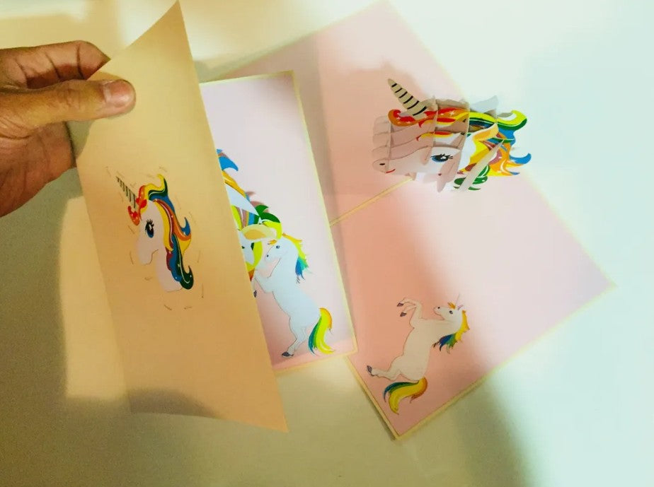 Super Cute Rainbow Unicorn Head Origami Pop Cards 3D Pop Up Greeting Card Happy Birthday Thank You Handmade Gift Thinking of You Blank Card for Any Occasion Happy Mother's Day Australiana Celebrate the Beauty of Animals Perfect Gift for Girl