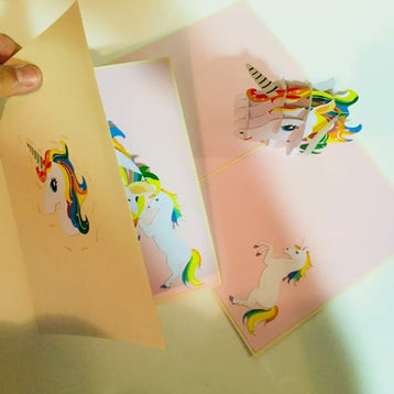 Super Cute Rainbow Unicorn Head Origami Pop Cards 3D Pop Up Greeting Card Happy Birthday Thank You Handmade Gift Thinking of You Blank Card for Any Occasion Happy Mother's Day Australiana Celebrate the Beauty of Animals Perfect Gift for Girl