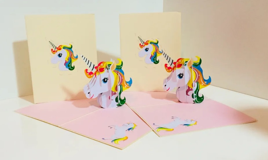 Super Cute Rainbow Unicorn Head Origami Pop Cards 3D Pop Up Greeting Card Happy Birthday Thank You Handmade Gift Thinking of You Blank Card for Any Occasion Happy Mother's Day Australiana Celebrate the Beauty of Animals Perfect Gift for Girl