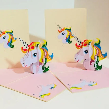 Super Cute Rainbow Unicorn Head Origami Pop Cards 3D Pop Up Greeting Card Happy Birthday Thank You Handmade Gift Thinking of You Blank Card for Any Occasion Happy Mother's Day Australiana Celebrate the Beauty of Animals Perfect Gift for Girl