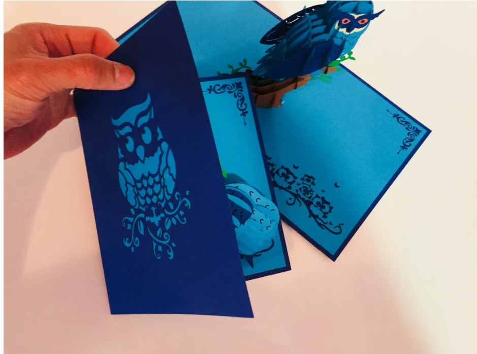 Super Cute Turquoise & Blue Owl Origami Pop Cards 3D Pop Up Greeting Card Happy Birthday Thank You Handmade Gift Thinking of You Blank Card for Any Occasion Happy Mother's Day Happy Father's Australiana Birds