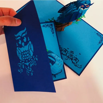 Super Cute Turquoise & Blue Owl Origami Pop Cards 3D Pop Up Greeting Card Happy Birthday Thank You Handmade Gift Thinking of You Blank Card for Any Occasion Happy Mother's Day Happy Father's Australiana Birds