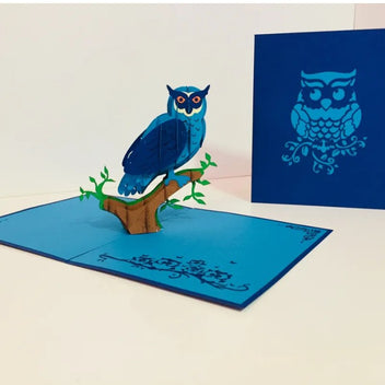 Super Cute Turquoise & Blue Owl Origami Pop Cards 3D Pop Up Greeting Card Happy Birthday Thank You Handmade Gift Thinking of You Blank Card for Any Occasion Happy Mother's Day Happy Father's Australiana Birds