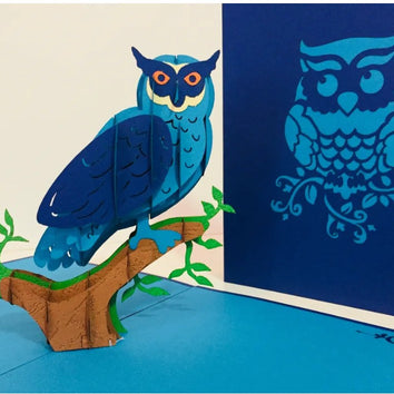 Super Cute Turquoise & Blue Owl Origami Pop Cards 3D Pop Up Greeting Card Happy Birthday Thank You Handmade Gift Thinking of You Blank Card for Any Occasion Happy Mother's Day Happy Father's Australiana Birds