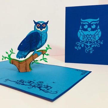 Super Cute Turquoise & Blue Owl Origami Pop Cards 3D Pop Up Greeting Card Happy Birthday Thank You Handmade Gift Thinking of You Blank Card for Any Occasion Happy Mother's Day Happy Father's Australiana Birds