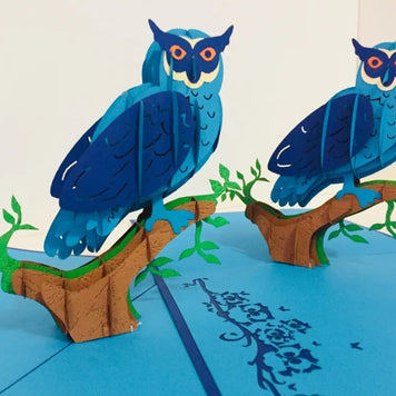 Super Cute Turquoise & Blue Owl Origami Pop Cards 3D Pop Up Greeting Card Happy Birthday Thank You Handmade Gift Thinking of You Blank Card for Any Occasion Happy Mother's Day Happy Father's Australiana Birds