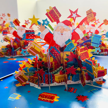 Super Star Santa Claus with Christmas Presents Origami Pop Cards 3D Pop Up Greeting Card Merry Christmas Thank You Handmade Best Wishes Blank Card Gift Happy Holidays Celebrate the Special Day Moment with Family and Friends