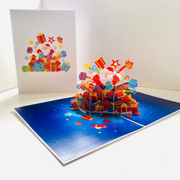 Super Star Santa Claus with Christmas Presents Origami Pop Cards 3D Pop Up Greeting Card Merry Christmas Thank You Handmade Best Wishes Blank Card Gift Happy Holidays Celebrate the Special Day Moment with Family and Friends