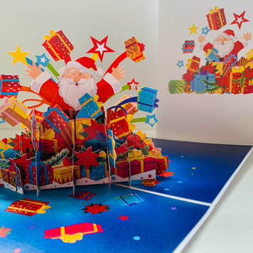 Super Star Santa Claus with Christmas Presents Origami Pop Cards 3D Pop Up Greeting Card Merry Christmas Thank You Handmade Best Wishes Blank Card Gift Happy Holidays Celebrate the Special Day Moment with Family and Friends