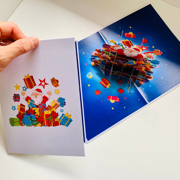 Super Star Santa Claus with Christmas Presents Origami Pop Cards 3D Pop Up Greeting Card Merry Christmas Thank You Handmade Best Wishes Blank Card Gift Happy Holidays Celebrate the Special Day Moment with Family and Friends