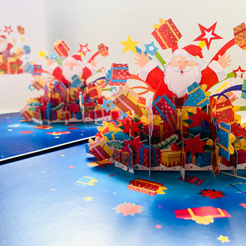 Super Star Santa Claus with Christmas Presents Origami Pop Cards 3D Pop Up Greeting Card Merry Christmas Thank You Handmade Best Wishes Blank Card Gift Happy Holidays Celebrate the Special Day Moment with Family and Friends