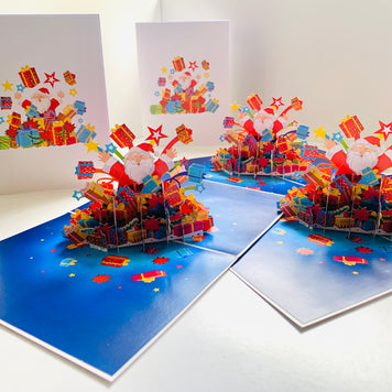 Super Star Santa Claus with Christmas Presents Origami Pop Cards 3D Pop Up Greeting Card Merry Christmas Thank You Handmade Best Wishes Blank Card Gift Happy Holidays Celebrate the Special Day Moment with Family and Friends