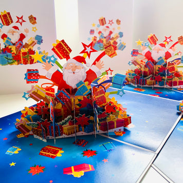 Super Star Santa Claus with Christmas Presents Origami Pop Cards 3D Pop Up Greeting Card Merry Christmas Thank You Handmade Best Wishes Blank Card Gift Happy Holidays Celebrate the Special Day Moment with Family and Friends