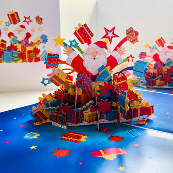 Super Star Santa Claus with Christmas Presents Origami Pop Cards 3D Pop Up Greeting Card Merry Christmas Thank You Handmade Best Wishes Blank Card Gift Happy Holidays Celebrate the Special Day Moment with Family and Friends