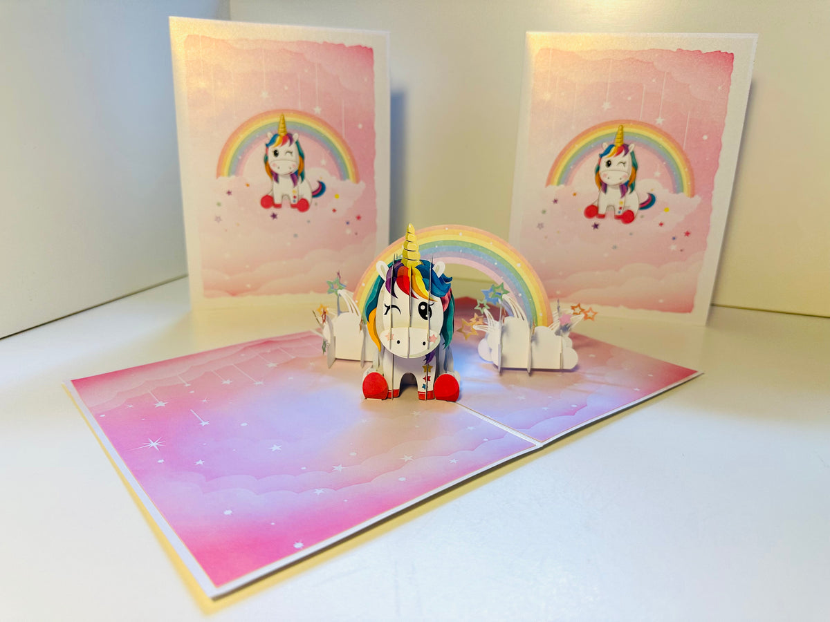 Sweetheart Baby Unicorn with Stars Origami Pop Cards 3D Pop Up Greeting Card Happy Birthday Thank You Handmade Gift Thinking of You Blank Card for Any Occasion Happy Mother's Day Australiana Celebrate the Beauty of Animals Perfect Gift for Girl