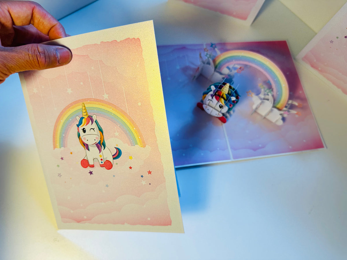 Sweetheart Baby Unicorn with Stars Origami Pop Cards 3D Pop Up Greeting Card Happy Birthday Thank You Handmade Gift Thinking of You Blank Card for Any Occasion Happy Mother's Day Australiana Celebrate the Beauty of Animals Perfect Gift for Girl