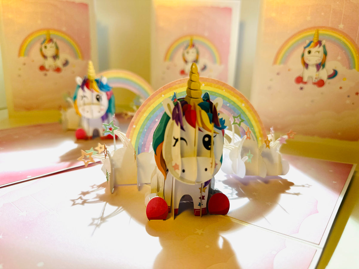Sweetheart Baby Unicorn with Stars Origami Pop Cards 3D Pop Up Greeting Card Happy Birthday Thank You Handmade Gift Thinking of You Blank Card for Any Occasion Happy Mother's Day Australiana Celebrate the Beauty of Animals Perfect Gift for Girl