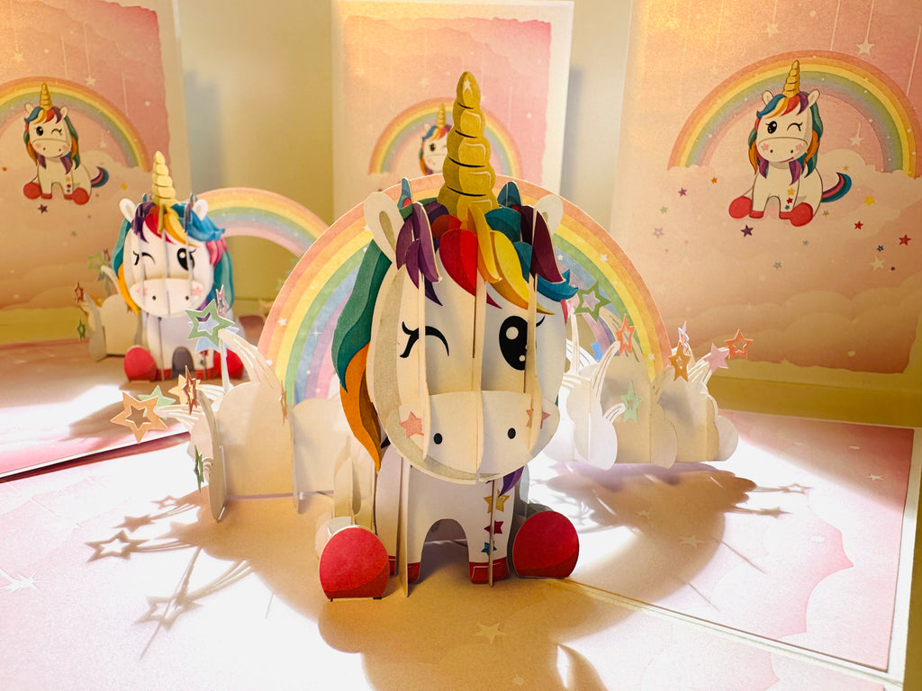 Sweetheart Baby Unicorn with Stars Origami Pop Cards 3D Pop Up Greeting Card Happy Birthday Thank You Handmade Gift Thinking of You Blank Card for Any Occasion Happy Mother's Day Australiana Celebrate the Beauty of Animals Perfect Gift for Girl