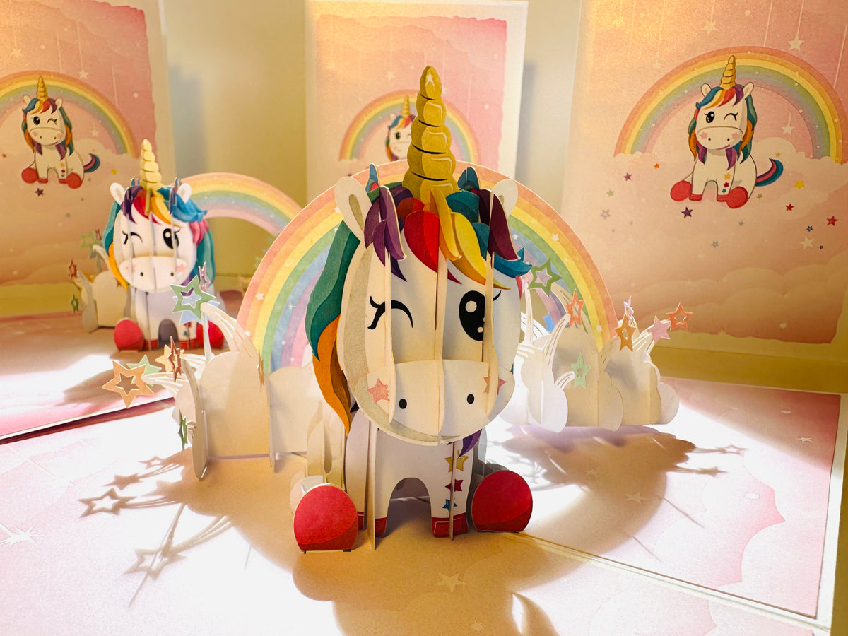 Sweetheart Baby Unicorn with Stars Origami Pop Cards 3D Pop Up Greeting Card Happy Birthday Thank You Handmade Gift Thinking of You Blank Card for Any Occasion Happy Mother's Day Australiana Celebrate the Beauty of Animals Perfect Gift for Girl