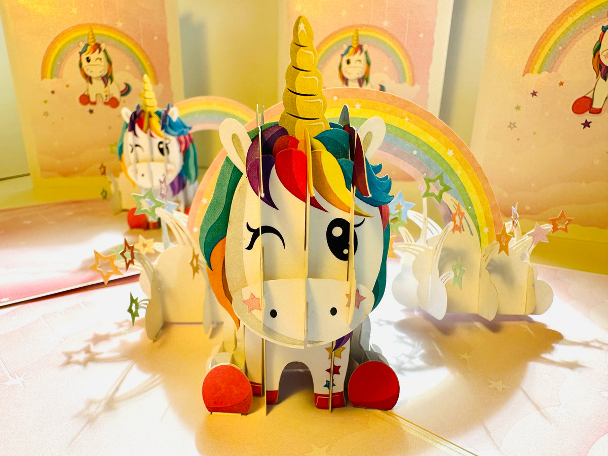 Sweetheart Baby Unicorn with Stars Origami Pop Cards 3D Pop Up Greeting Card Happy Birthday Thank You Handmade Gift Thinking of You Blank Card for Any Occasion Happy Mother's Day Australiana Celebrate the Beauty of Animals Perfect Gift for Girl
