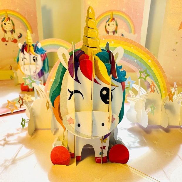 Sweetheart Baby Unicorn with Stars Origami Pop Cards 3D Pop Up Greeting Card Happy Birthday Thank You Handmade Gift Thinking of You Blank Card for Any Occasion Happy Mother's Day Australiana Celebrate the Beauty of Animals Perfect Gift for Girl