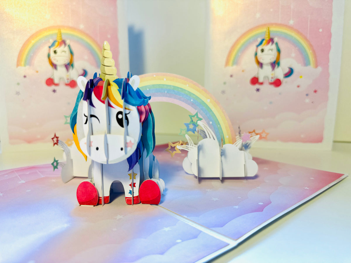 Sweetheart Baby Unicorn with Stars Origami Pop Cards 3D Pop Up Greeting Card Happy Birthday Thank You Handmade Gift Thinking of You Blank Card for Any Occasion Happy Mother's Day Australiana Celebrate the Beauty of Animals Perfect Gift for Girl