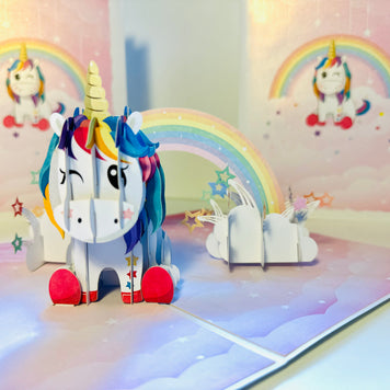 Sweetheart Baby Unicorn with Stars Origami Pop Cards 3D Pop Up Greeting Card Happy Birthday Thank You Handmade Gift Thinking of You Blank Card for Any Occasion Happy Mother's Day Australiana Celebrate the Beauty of Animals Perfect Gift for Girl