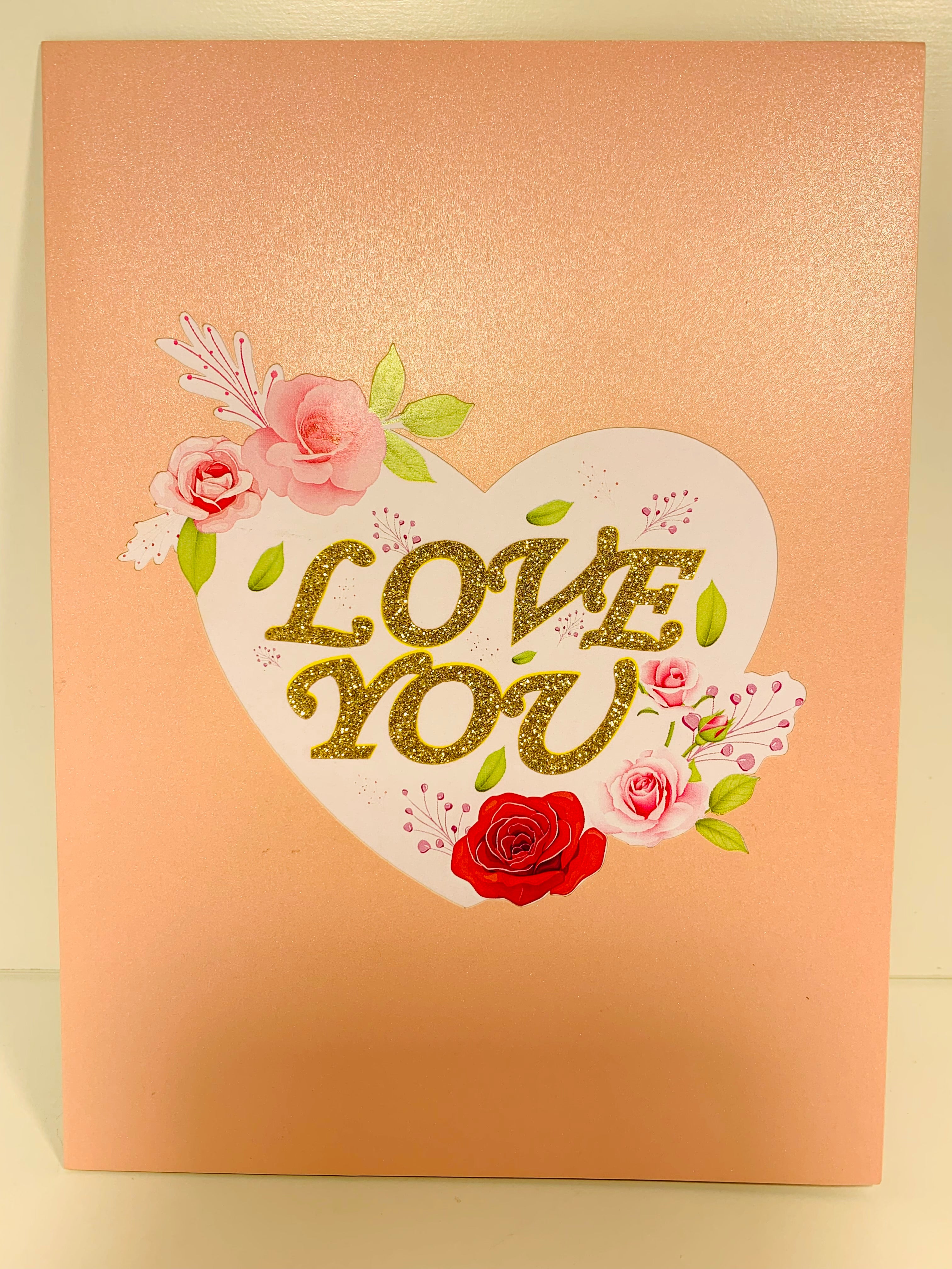 Sweetheart Rose Garden LOVE YOU 3D POP UP GREETING CARD - Created by Origami Pop Cards Australian Design & Handmade 3D Pop Up Magical Paper Cards, Handmade Pop Up Cards Happy Valentine's Day Celebrate Love Heart Fell and Romantic
