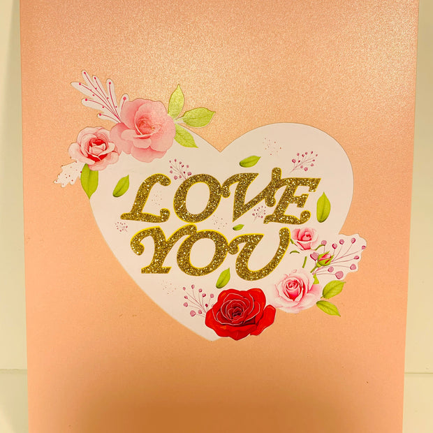 Sweetheart Rose Garden LOVE YOU 3D POP UP GREETING CARD - Created by Origami Pop Cards Australian Design & Handmade 3D Pop Up Magical Paper Cards, Handmade Pop Up Cards Happy Valentine's Day Celebrate Love Heart Fell and Romantic